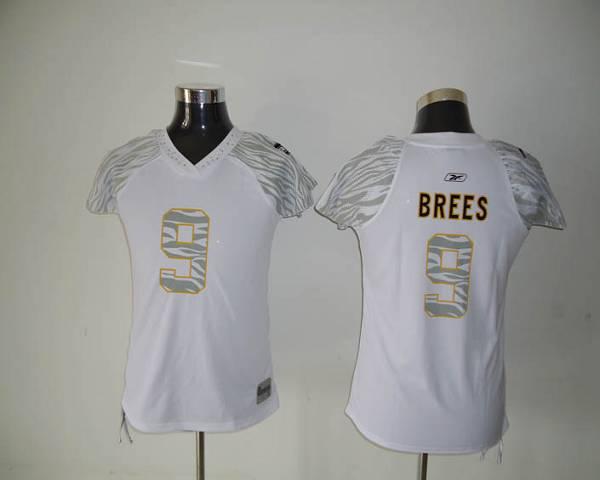 Saints #9 Drew Brees White Women's Zebra Field Flirt Stitched NFL Jersey